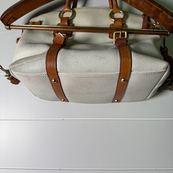Dooney & Bourke Satchel Purse Off White/Cream and Brown - Picture 7 of 15